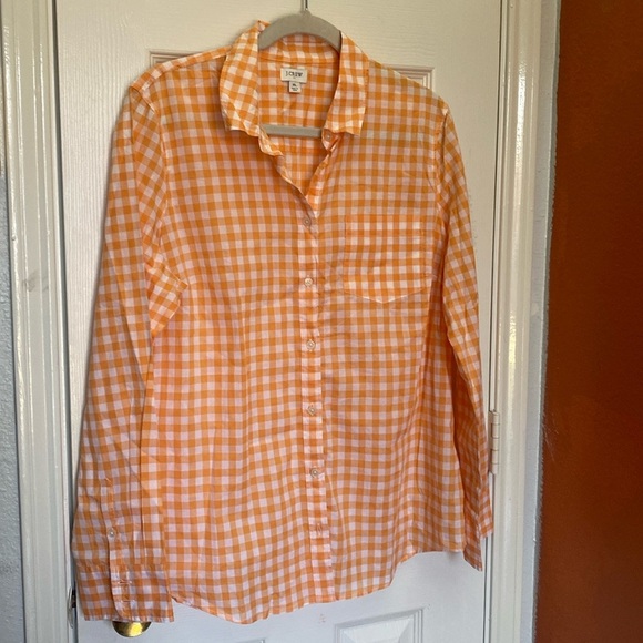 J.Crew Orange Gingham Shirt Size XL NWOT - Picture 3 of 10